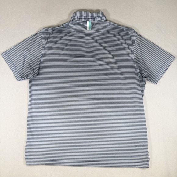 Rhoback Men's Large The Birdie Stripe Blue Gray Golf Polo Shirt Performance - Picture 3 of 6